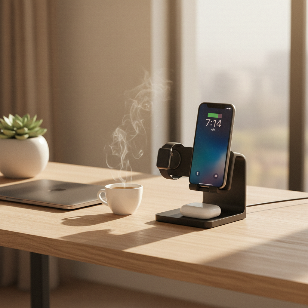 4-in-1 Wireless Charging Stand – Morning Desk